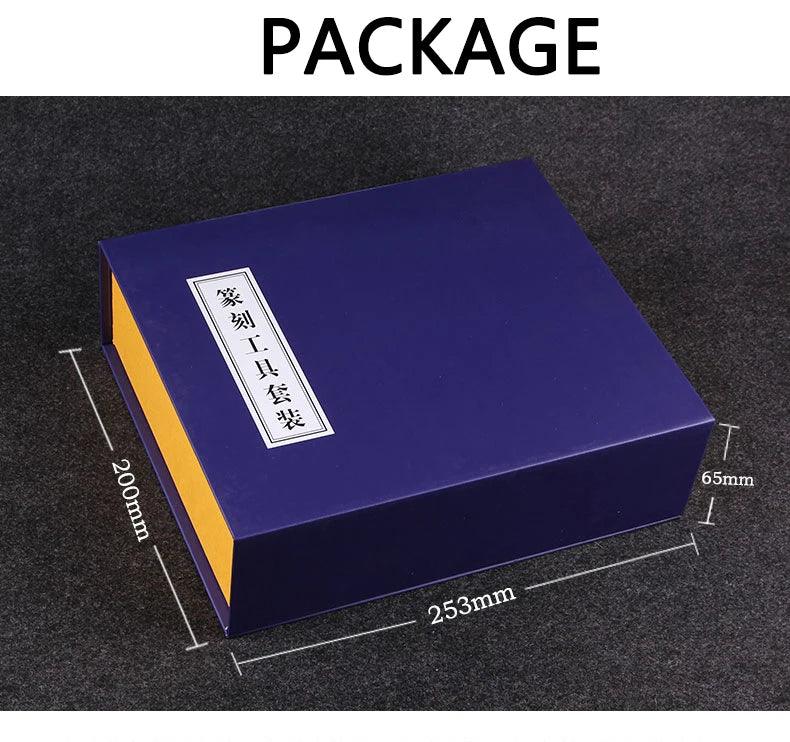 Seal Stamp Stone Carving Tool Chisels/Knife Set Kit, 5pcs Chinese Seal Stamp Stone, Wood Carved Bed for Carving Stamp Stone. - stampishop