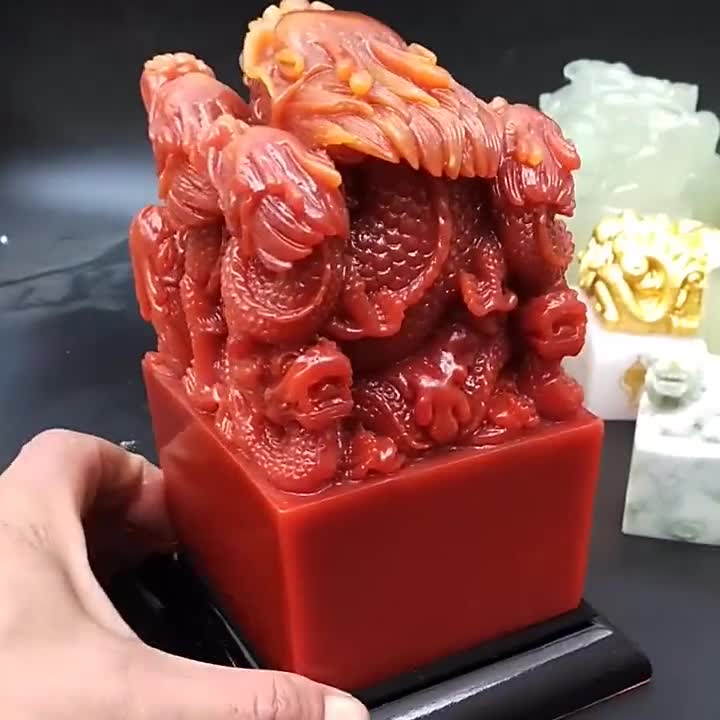 Customized Large Nine Dragon Seal Jade Seal, Chinese Chops, Martial Arts Stamps.