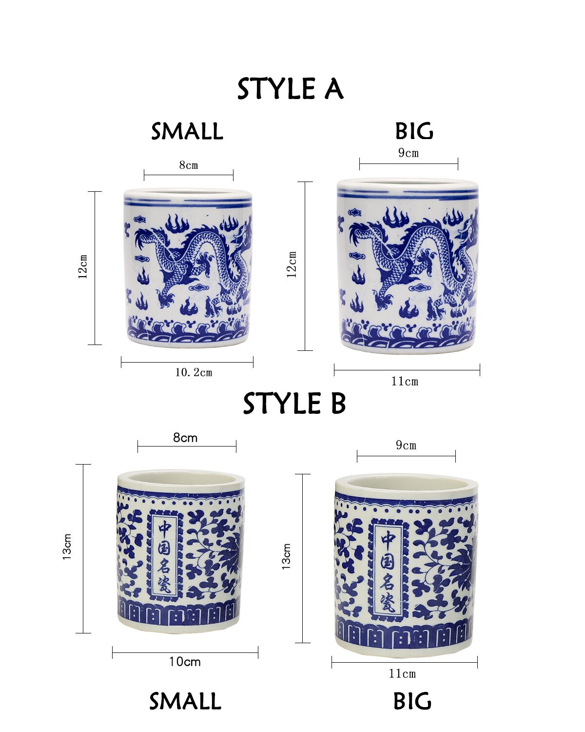 Jingdezhen Ceramic Pen Holder For Desk Cute Stand Pencil Cup Pot Desk Organizer For Kids Makeup Brush Holder.