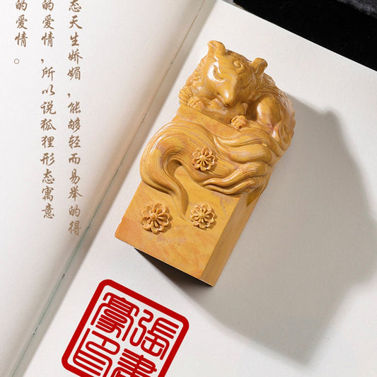 Customized Shenmu Stone Fox Seal, Personal Name Stamp,Custom Chinese Chop Free Chinese Name Translation Seal.