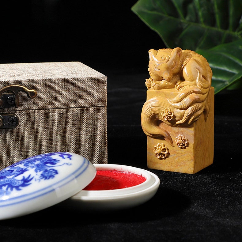 Customized Shenmu Stone Fox Seal, Personal Name Stamp,Custom Chinese Chop Free Chinese Name Translation Seal.