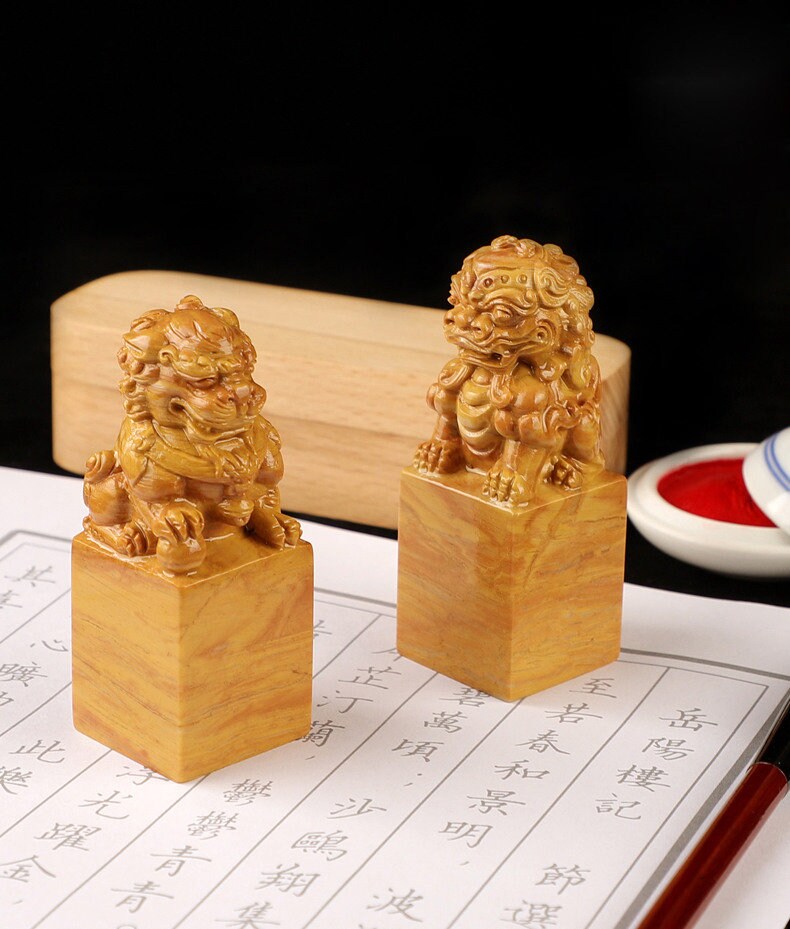 Custom engraved stone lion seals,Personal Name Stamp,Custom Chinese Chop Free Chinese Name Translation Seal.