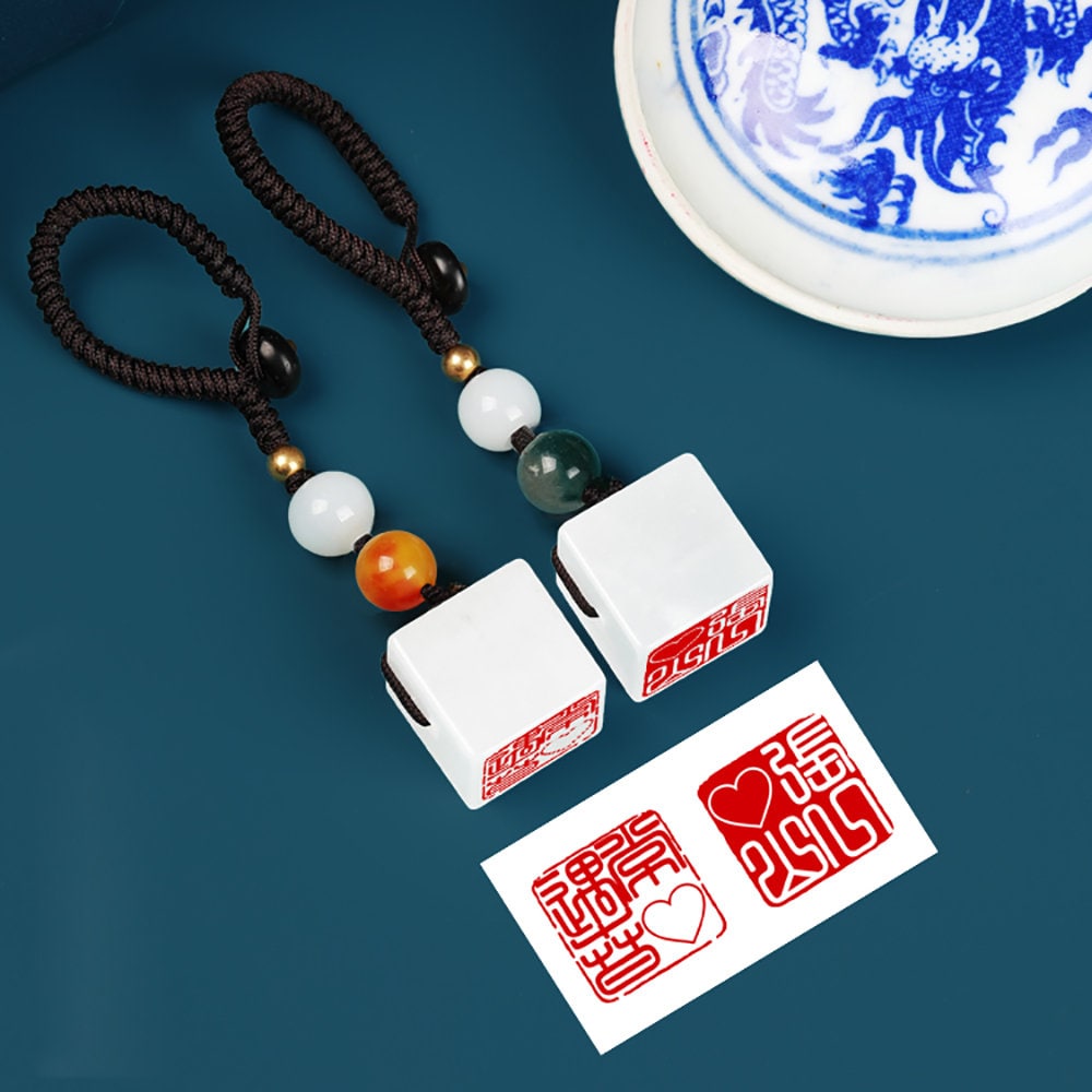 Customised Natural White Jade Stone Seals,Personal Name Stamp,Custom Chinese Chop Free Chinese Name Translation Seal.