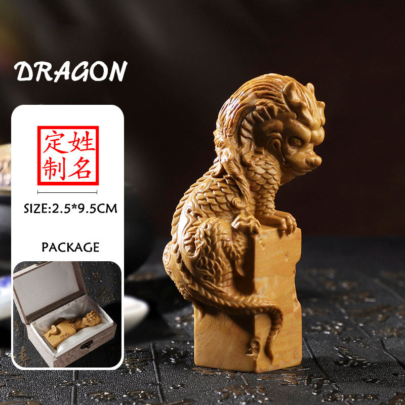 Custom Chinese Dragon and Phoenix Seal,Personal Name Stamp,Traditional Chinese hand-carved seals.