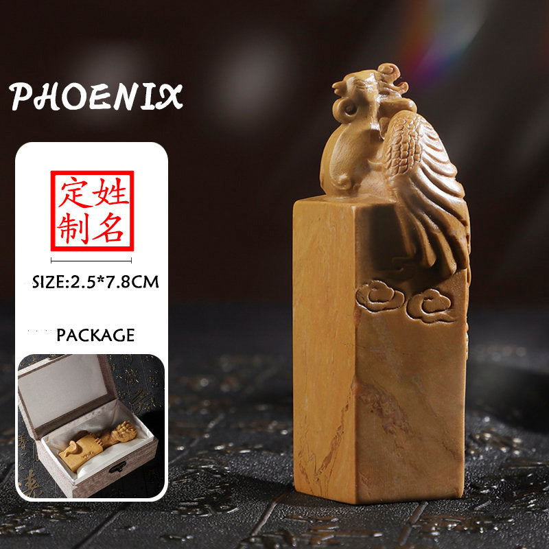 Custom Chinese Dragon and Phoenix Seal,Personal Name Stamp,Traditional Chinese hand-carved seals.