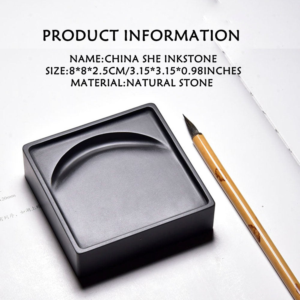 Chinese She Yan inkstone,Inkstone Chinese calligraphy inkstone with cover for calligraphy practice and painting.