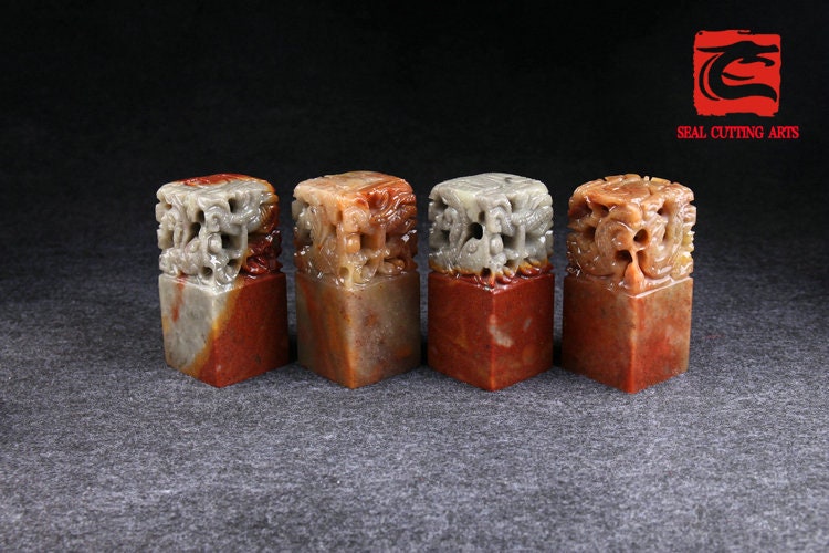 Customized Shoushan Stone Five Dragon Seal, Chinese Chops, Martial Arts Stamps.