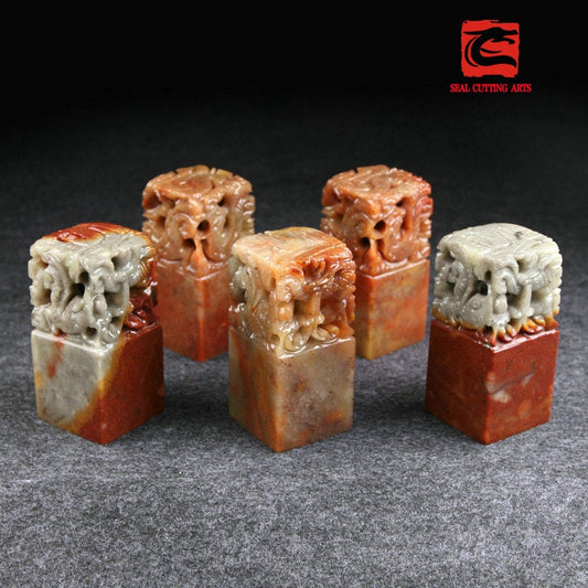 Customized Shoushan Stone Five Dragon Seal, Chinese Chops, Martial Arts Stamps.