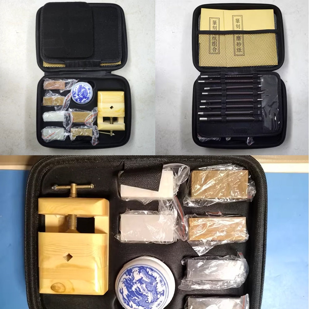 Stone Seal Engraving Kit/Stone Carving Set/Stone Engraving Tools with Clamp Stone Carving Chisel Set.