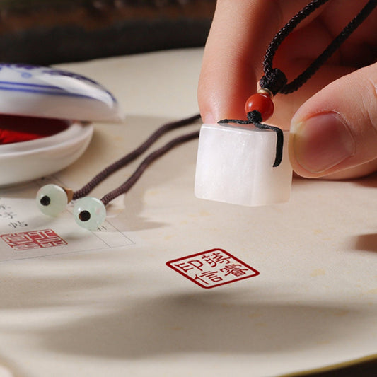 White Jade Stone Square Seal,Personal Name Stamp,Custom Chinese Chop Free Chinese Name Translation Seal.
