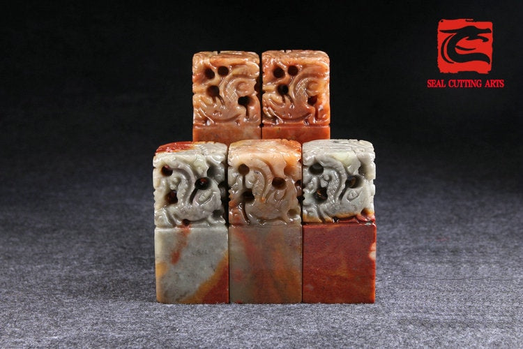 Customized Shoushan Stone Five Dragon Seal, Chinese Chops, Martial Arts Stamps.
