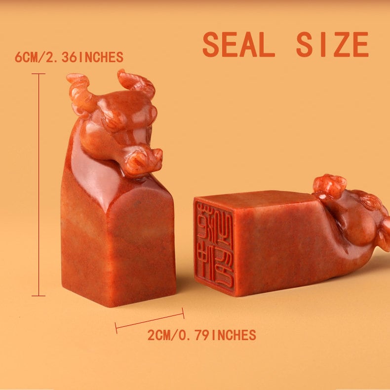 Customized Shoushan Stone Cow Head Seal, Chinese Chops, Martial Arts Stamps.