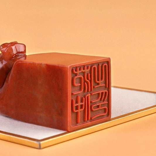 Customized Shoushan Stone Cow Head Seal, Chinese Chops, Martial Arts Stamps.