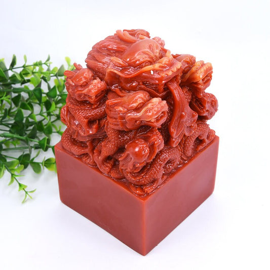 Customized Large Nine Dragon Seal Jade Seal, Chinese Chops, Martial Arts Stamps.