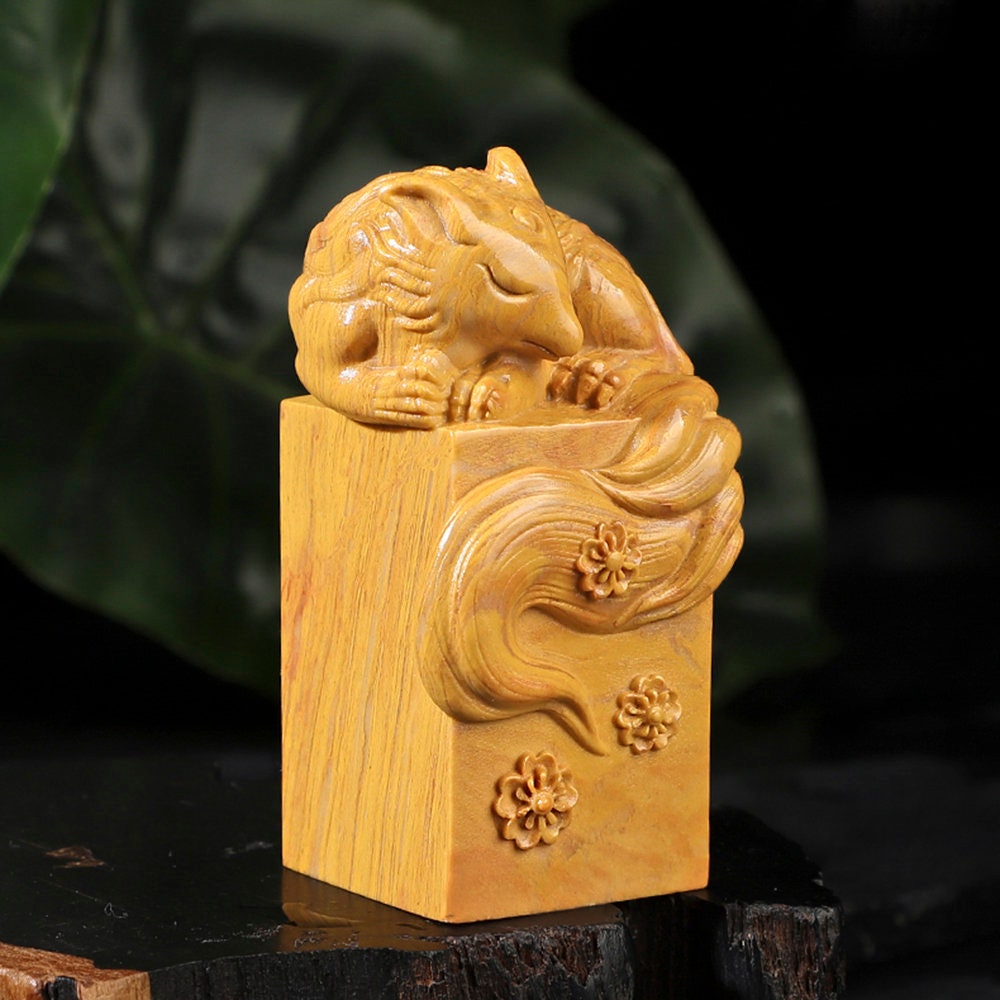 Customized Shenmu Stone Fox Seal, Personal Name Stamp,Custom Chinese Chop Free Chinese Name Translation Seal.
